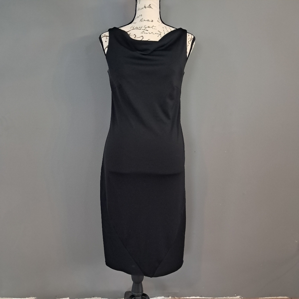 Express Womens Sheath Dress Black Cowel Neck Sleeveless Party Size 7/8